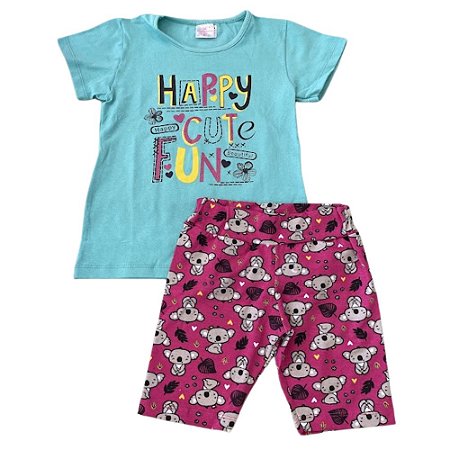 Conjunto Blusa e Bermuda Cotton Happy Cut Fun