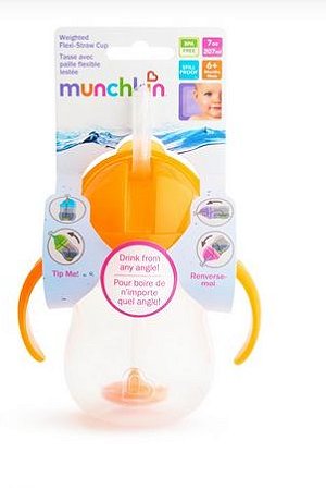 Copo Treinamento C/ Canudo Click Lock + 06 Meses Laranja 207 ml - Munchkin