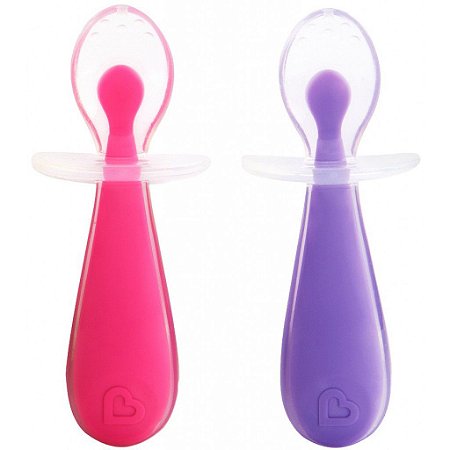 Conjunto Colher de Silicone Rosa e Roxo - Munchkin