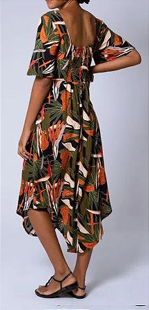 vestido midi em viscose