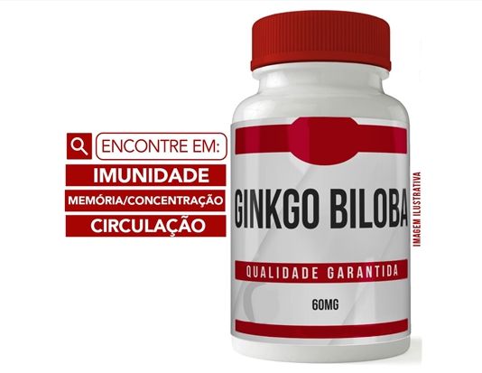 GINKGO BILOBA 60MG 60 CÁPSULAS - MEMÓRIA E CONCENTRAÇÃO