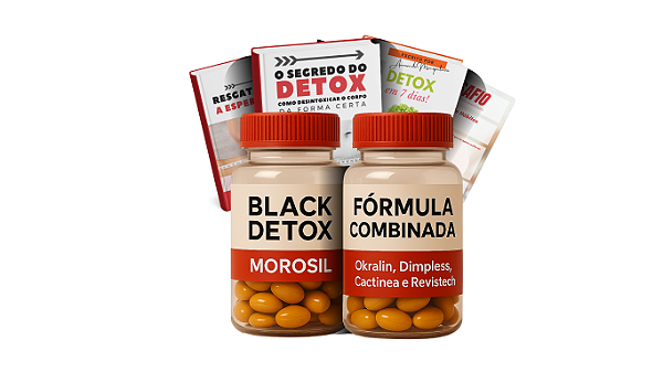 Kit Black Detox – 2 Frascos (1x Morosil 500 mg – 30 cápsulas + 1x Fórmula Combinada – 30 cápsulas cada | Okralin 300 mg, Dimpless 40 mg, Cactinea 100 mg, Revistech 50 mg)