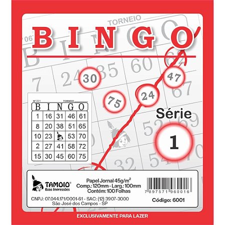 Bloco para Bingo Jornal 120X108MM 100 Folhas