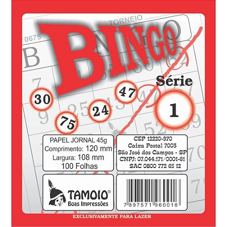 Bloco para Bingo Jornal 120X108MM 100 Folhas