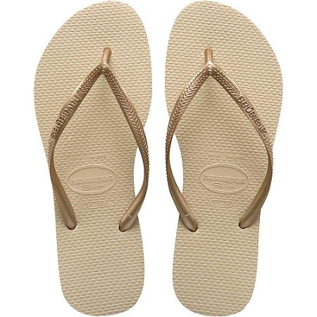 Chinelo Havaianas Feminino SLIM 37/8 AREIA/DOURADO