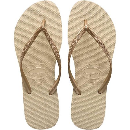 Chinelo Havaianas Feminino SLIM 37/8 AREIA/DOURADO
