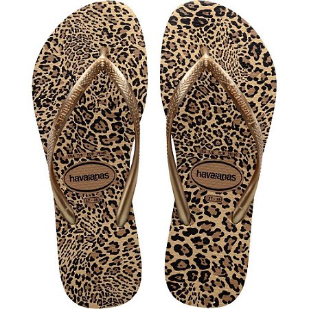 Chinelo Havaianas Feminino SLIM Animals 35/6 AREIA/DOURAD