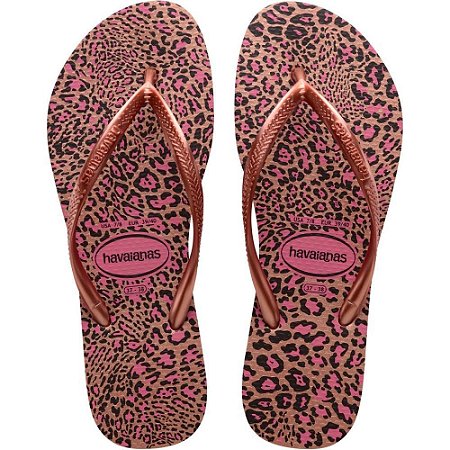 Chinelo Havaianas Feminino SLIM Animals 39/0 Rosa Crocus