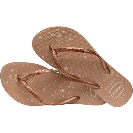 Chinelo Havaianas Feminino SLIM GLOSS 37/8 Bege Palha