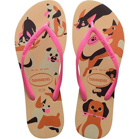 Chinelo Havaianas Feminino SLIM PETS 35/6 Dourado