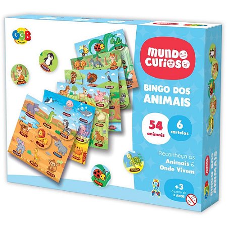 Jogo de Bingo Bingo dos Animais 54PCS/6CARTE
