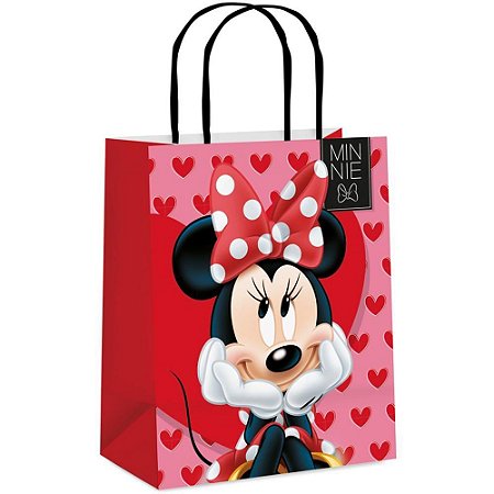Sacola para Presente Decorada Minnie Love P 21,5X15X8CM