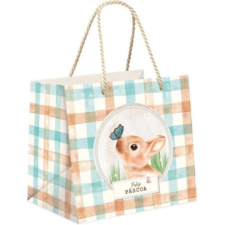 Sacola para Presente Decorada Pascoa Charles 22X16,5X20CM