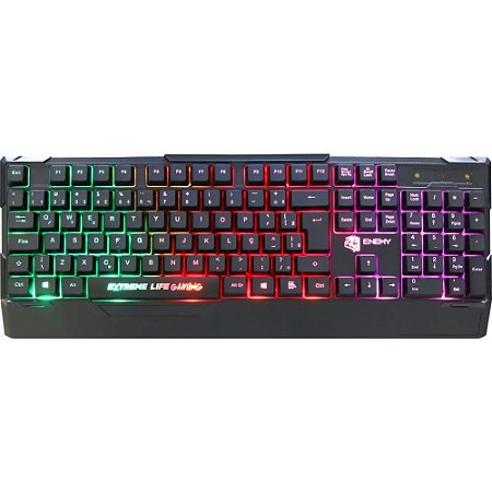 Teclado Multimidia USB Gamer ENEMY Preto C/ILUMINACAO
