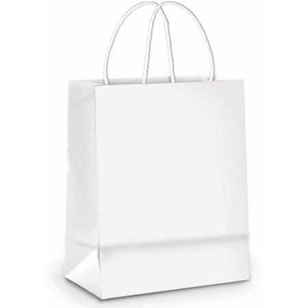 Sacola para Presente Branco M 26X19,5X9,5CM.  PCT.C/10