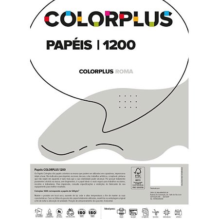 Papel Cartolina Dupla Face Color PLUS 48X66CM 120G Cinza