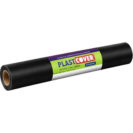 Plastico Adesivo 45CMX10M Brilho Preto