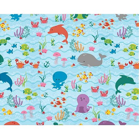 Plastico Adesivo 45CMX15M Fundo do MAR