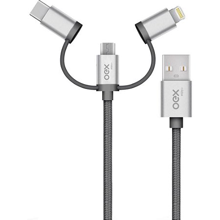 Cabo USB Trio Micro USB/TYPE C/LIGHTNIN