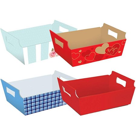 Cesta de Papel Decorada TAM MG 27X18,5X9,5CM.