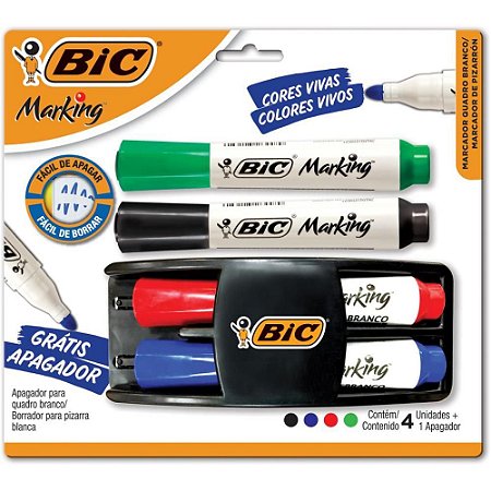 Pincel Quadro Branco Marking KIT 4 Pinceis+apagador