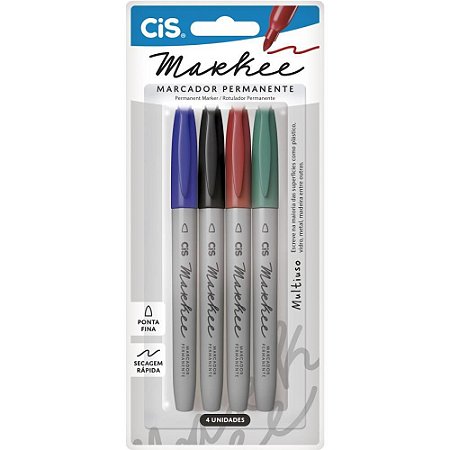 Pincel Marcador Permanente CIS Markee 4 Cores