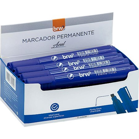 Pincel Marcador Permanente Ponta Chanfrada Azul