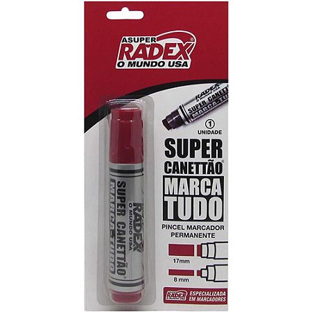 Pincel Marcador Permanente Super Canetao 17MM Vermelho - Radex