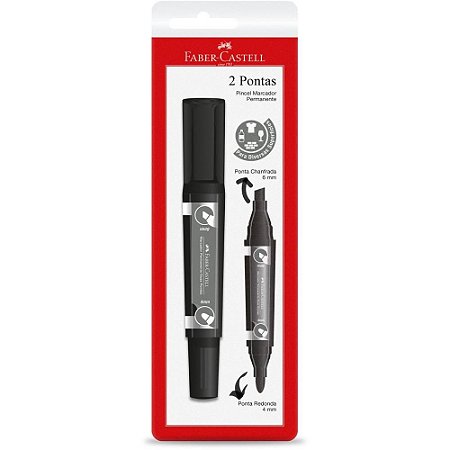 Pincel Marcador Permanente Duas Pontas Preto (7891360668954)