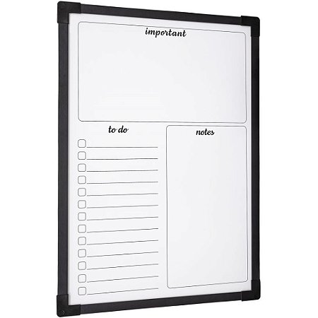 Quadro Branco Moldura Madeira 090X060CM Planner Mold.preto