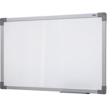 Quadro Branco Moldura Madeira 090X060CM UV MDF SOFT Prata