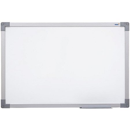 Quadro Branco Moldura Madeira 100X070CM UV MDF SOFT Prata
