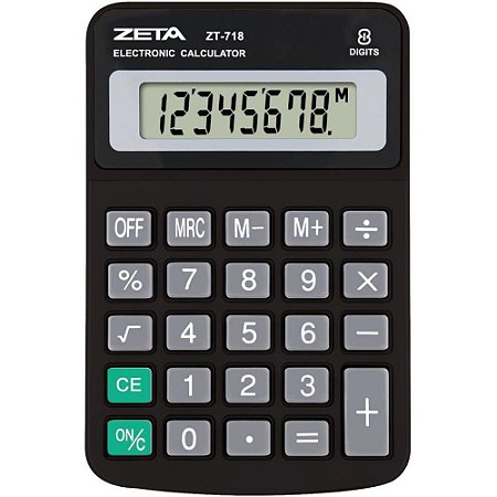 Calculadora de Mesa 8 DIG. Zeta ZT718 Preta