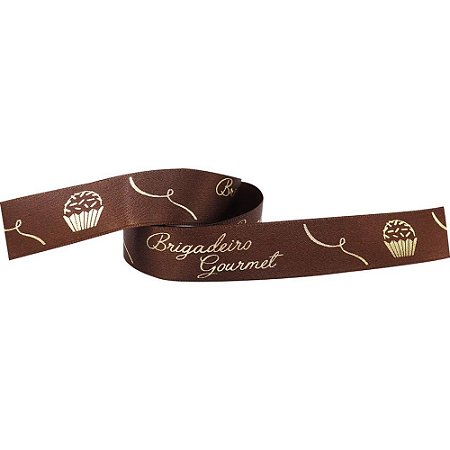 Fita de Cetim Pascoa 22MM 10M. Brigadeiro MARROM/OU
