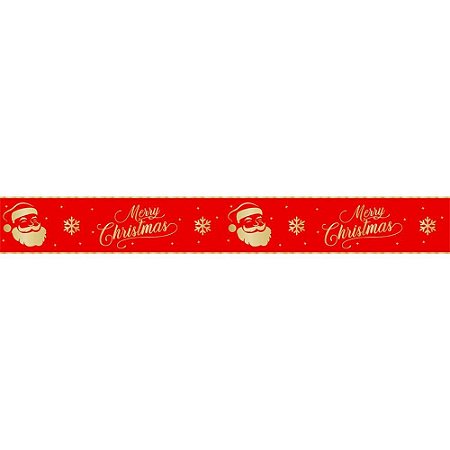 Fita de Cetim Natal 38MM 10M. Frase MERRY Christma