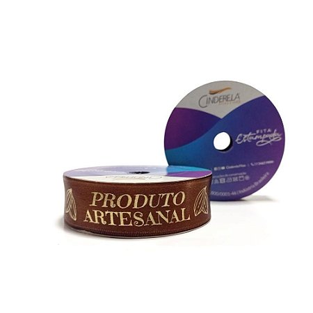 Fita de Cetim Decorada 22MM 10M. Chocolate Premium