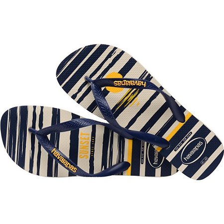 Chinelo Havaianas Masculino TOP Nautical 43/4 Bege Marinho