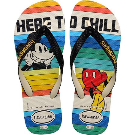 Chinelo Havaianas Licenciado Disney STYLISH 39/0 Bege Palha