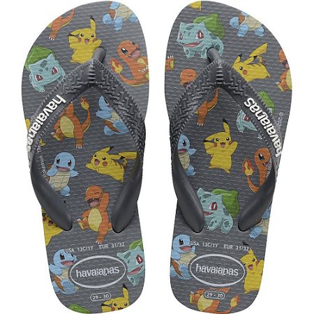 Chinelo Havaianas Infantil Pokemon 23/4 Novo Grafite