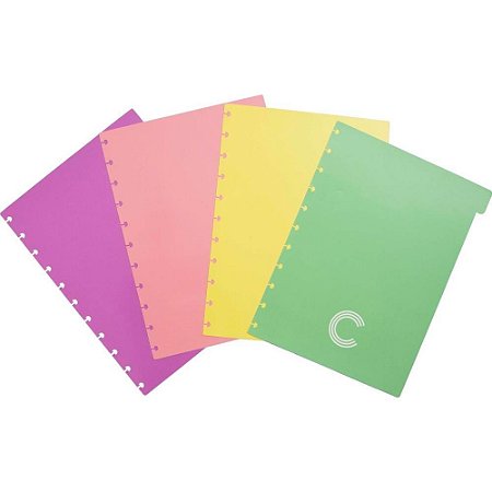 Caderno Inteligente Divisorias Grande Pastel C/4 UNID.