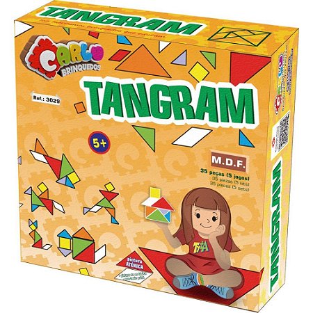 Brinquedo Pedagogico Madeira Tangram 35 Pecas em Madeira
