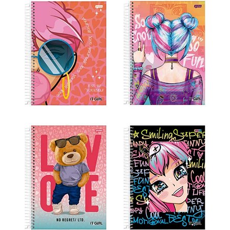 Caderno 01X1 Capa Dura IT GIRL 96FLS.