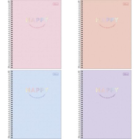 Caderno 10X1 Capa Dura HAPPY 160FLS.