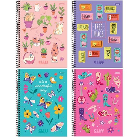 Caderno 12X1 Capa Dura CLIFF Feminino 192FLS.