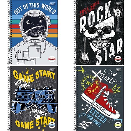 Caderno 16X1 Capa Dura Pepper Masculino 256FLS.