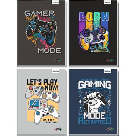 Caderno Brochura 1/4 Capa Dura Game OVER 96 Folhas