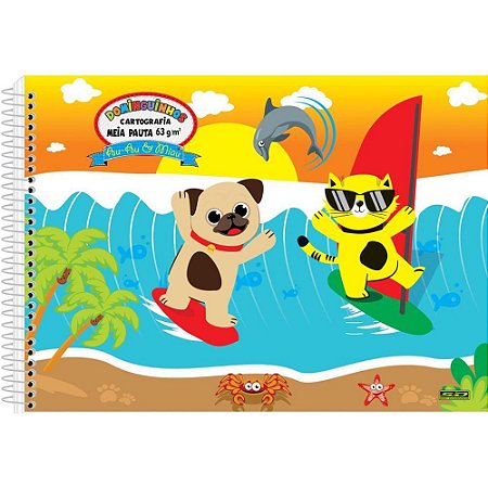 Caderno Desenho UNIV Capa Dura Dominguinhos Meia Pauta 40F