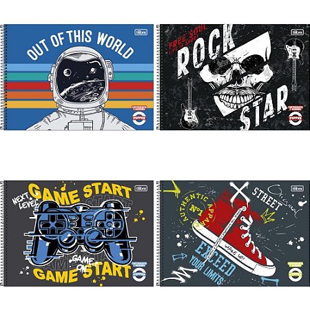 Caderno Desenho UNIV Capa Dura Espiral Pepper 80 Folhas