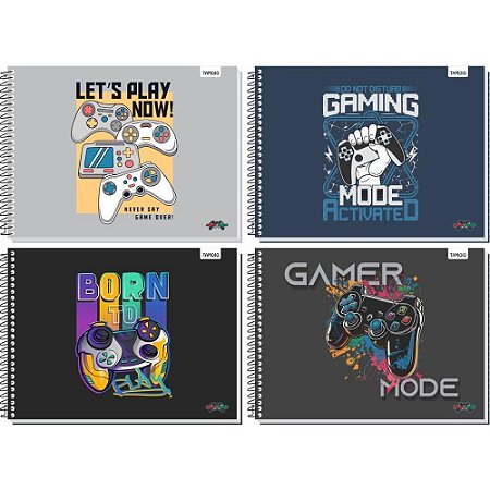 Caderno Desenho UNIV Capa Dura Game OVER 48F Espiral