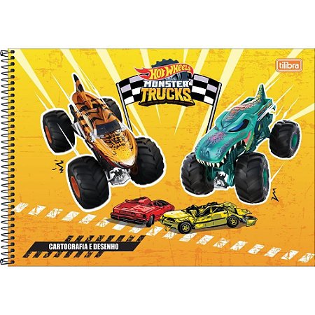 Caderno Desenho UNIV Capa Dura HOT Wheels Monster TRUCKS 80F
